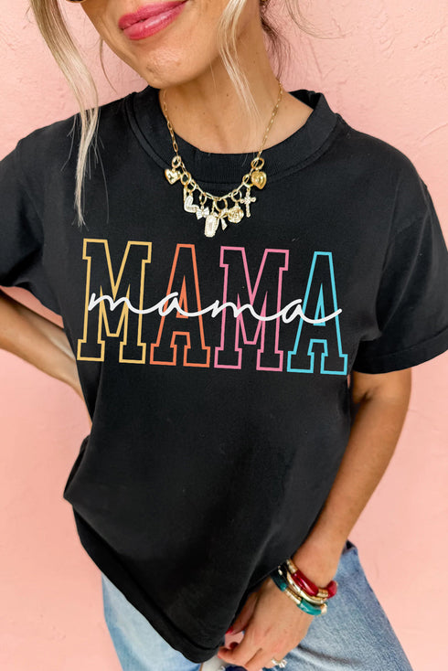 Black MAMA Crew Neck Graphic Tee